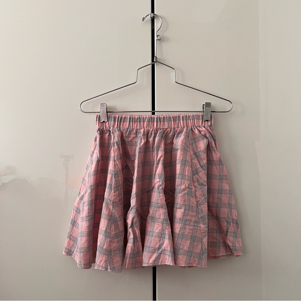 Pastel Pink and Blue Plaid Skirt
